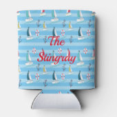 Blue Nautical Kapitein met Boat Name Blikjeskoeler (Achterkant)