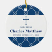 Blue Nautical Knot Classic Beach Boy Baptisme Keramisch Ornament (Voorkant)