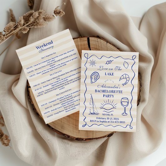 Blue Nautical Lake Bachelorette Party Itinerary Kaart