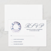 Blue Nautical Life Ring-kaart RSVP Kaartje (Voorkant / Achterkant)