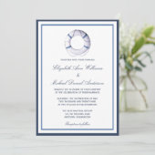 Blue Nautical Life Ring Wedding Invitations Kaart (Staand voorkant)