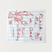 Blue Nautical Lobster 1st Birthday Tapestry Wandkleed (Voorkant (horizontaal))