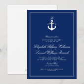 Blue Nautical Monogram Rehearsal Dinner Invite Kaart (Voorkant / Achterkant)