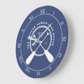 Blue Nautical Paddle Monogram Grote Klok (Hoek)