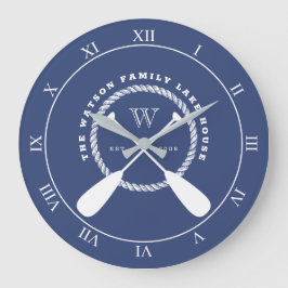 Blue Nautical Paddle Monogram Grote Klok