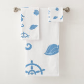 Blue Nautical Pattern Bad Handdoek (Insitu)