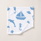 Blue Nautical Pattern Bad Handdoek (Wasdoekje)