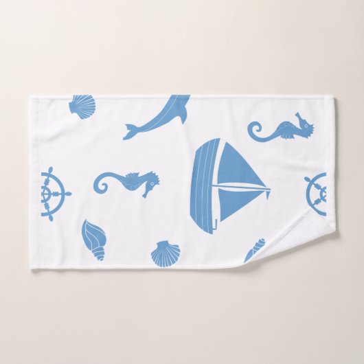 Blue Nautical Pattern Bad Handdoek (Handdoek)