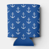 Blue Nautical Patterned White Anchor Blikjeskoeler (Achterkant)