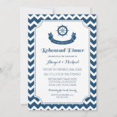 Blue Nautical Rehearings Dinner Party Kaart (Achterkant)