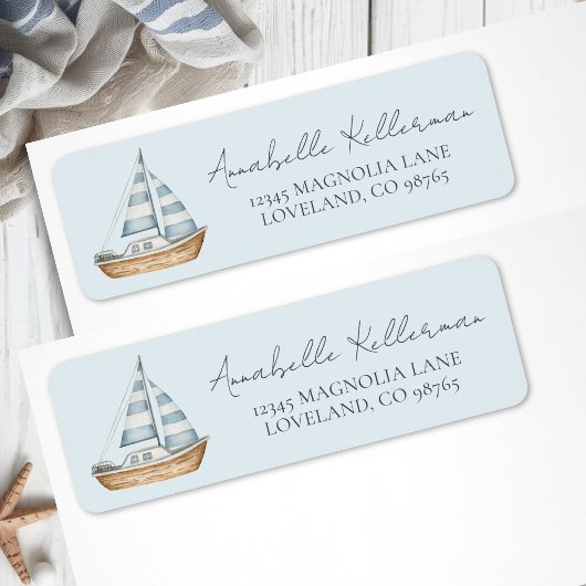 Blue Nautical Return Address Etiket