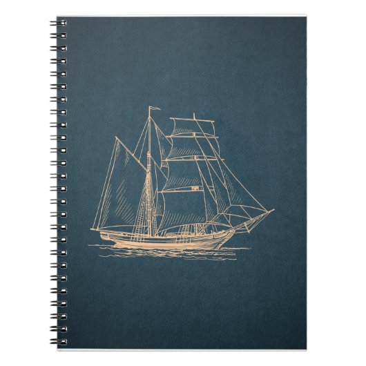  Blue Nautical Sailboat Art Notitieboek (Voorkant)