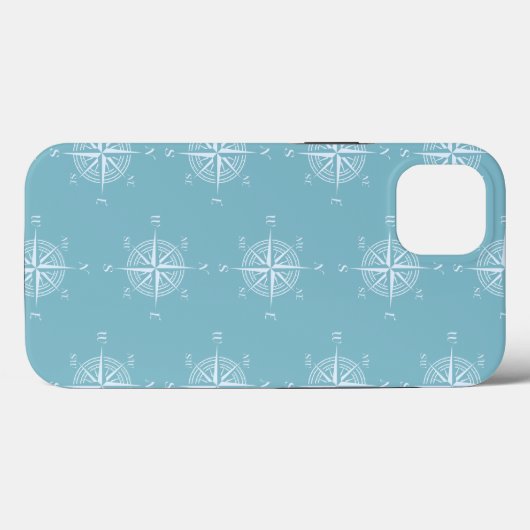 Blue Nautical Sailing Compass Case-Mate iPhone Case (Achterkant (horizontaal))