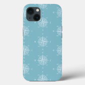 Blue Nautical Sailing Compass Case-Mate iPhone Case (Achterkant)