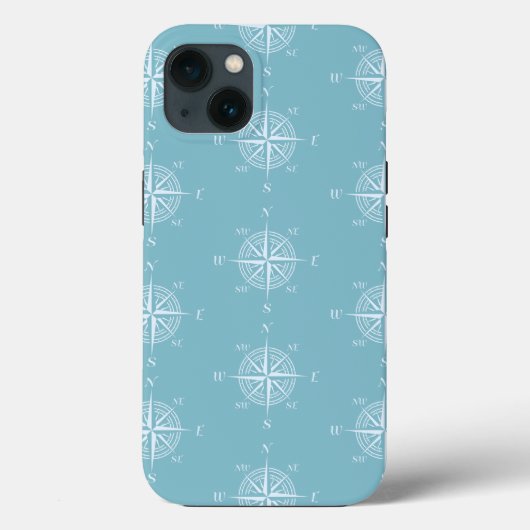 Blue Nautical Sailing Compass Case-Mate iPhone Case (Achterkant)