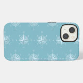 Blue Nautical Sailing Compass iPhone Hoesje (Achterkant horizontaal)