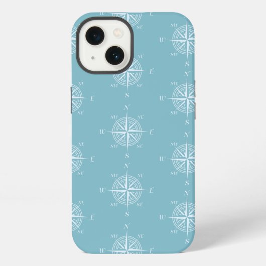 Blue Nautical Sailing Compass iPhone Hoesje (Achterkant)