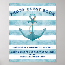 Blue Nautical Sailor Baby shower Gastenboek teken