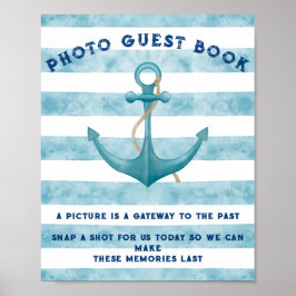Blue Nautical Sailor Baby shower Gastenboek teken Poster