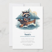 Blue Nautical Schattige Vissen Raccoon Verjaardags Kaart (Voorkant)