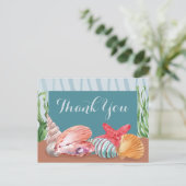 Blue Nautical Seashell Beach Weddenschap bedankt Briefkaart (Staand voorkant)