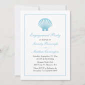 Blue Nautical Seashell Wedding Engagement Party Kaart (Voorkant)