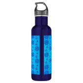 Blue Nautical Ships Wheel and Anchor Waterfles (Achterkant)