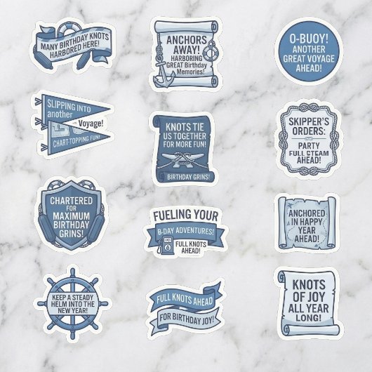 Blue Nautical Slogan Birthday Sticker Sheet