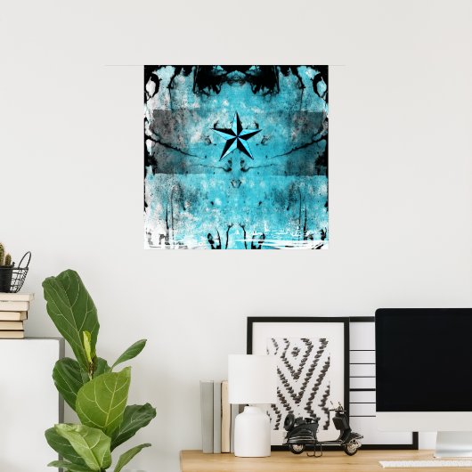 Blue Nautical Star Poster (Thuiskantoor)
