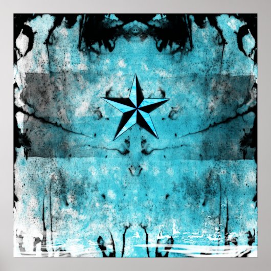 Blue Nautical Star Poster (Voorkant)