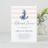 Blue Nautical Waterverf Anchor repetitie diner Kaart (Staand voorkant)