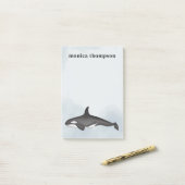 Blue Nautical Waterverf Orca Custom Post-it® Notes (Op bureau)