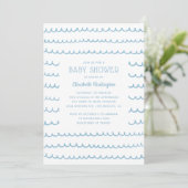 Blue Nautical Waves-Baby shower | moderne kust Kaart (Staand voorkant)
