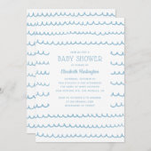 Blue Nautical Waves-Baby shower | moderne kust Kaart (Voorkant / Achterkant)