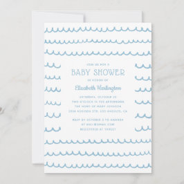 Blue Nautical Waves-Baby shower | moderne kust Kaart