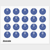 Blue Nautical Weddenkers met anker Ronde Sticker (Vel)