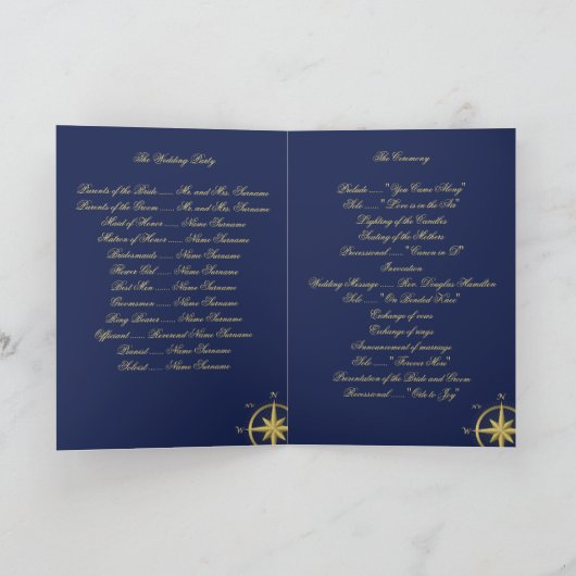 Blue Nautical Wedding Ceremony Programma's (Binnen)