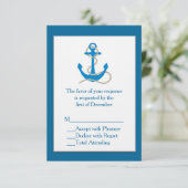 Blue Nautical Wedding RSVP Card Kaartje (Staand voorkant)