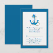 Blue Nautical Wedding RSVP Card Kaartje (Voorkant / Achterkant)