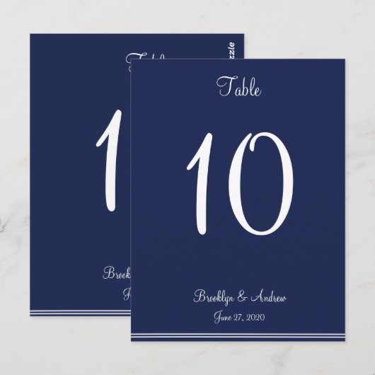 Blue Nautical Wedding Table Numbers Briefkaart (Voorkant / Achterkant)