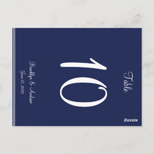 Blue Nautical Wedding Table Numbers Briefkaart (Achterkant)