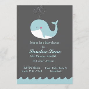 Blue Nautical Whale Baby shower Invitation Kaart