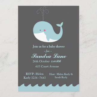 Blue Nautical Whale Baby shower Invitation Kaart