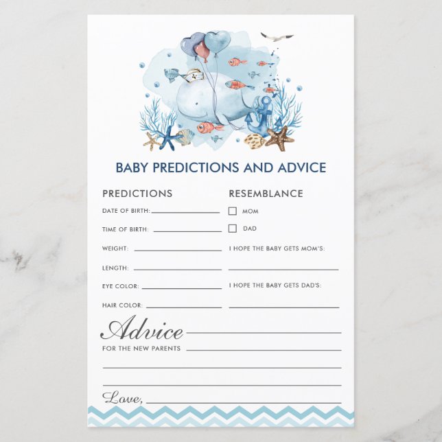 Blue Nautical Whale Baby Voorspellingen en Advies (Voorkant)