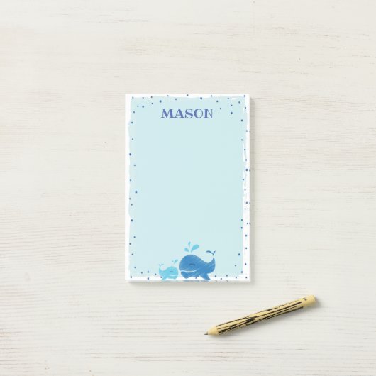 Blue Nautical Whale Post It Note (Op bureau)