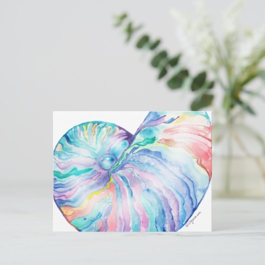 Blue Nautilus Infinity Shell Waterverf Briefkaart (Staand voorkant)