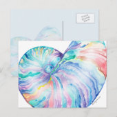 Blue Nautilus Infinity Shell Waterverf Briefkaart (Voorkant / Achterkant)