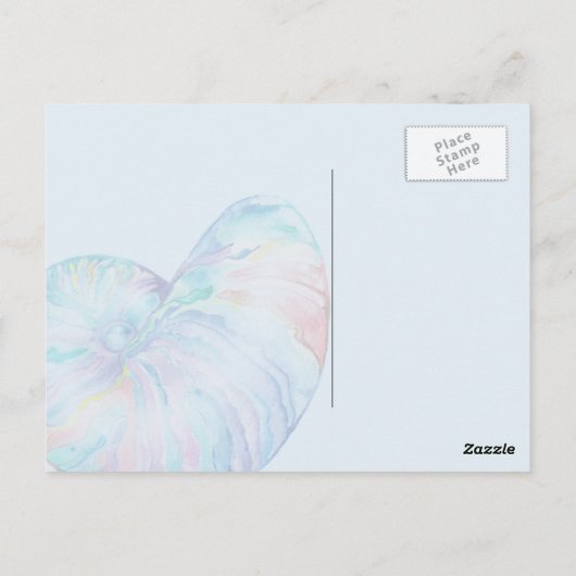 Blue Nautilus Infinity Shell Waterverf Briefkaart (Achterkant)