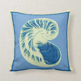 Blue Nautilus Seashell Pillow Kussen