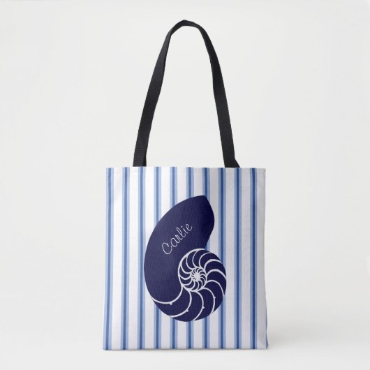 Blue Nautilus Shell Custom Canvas tas (Voorkant)
